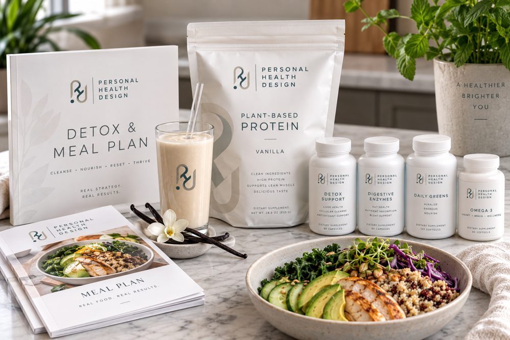 Personal Health Design Detox and Meal Plan Kit with Protein and Supplements