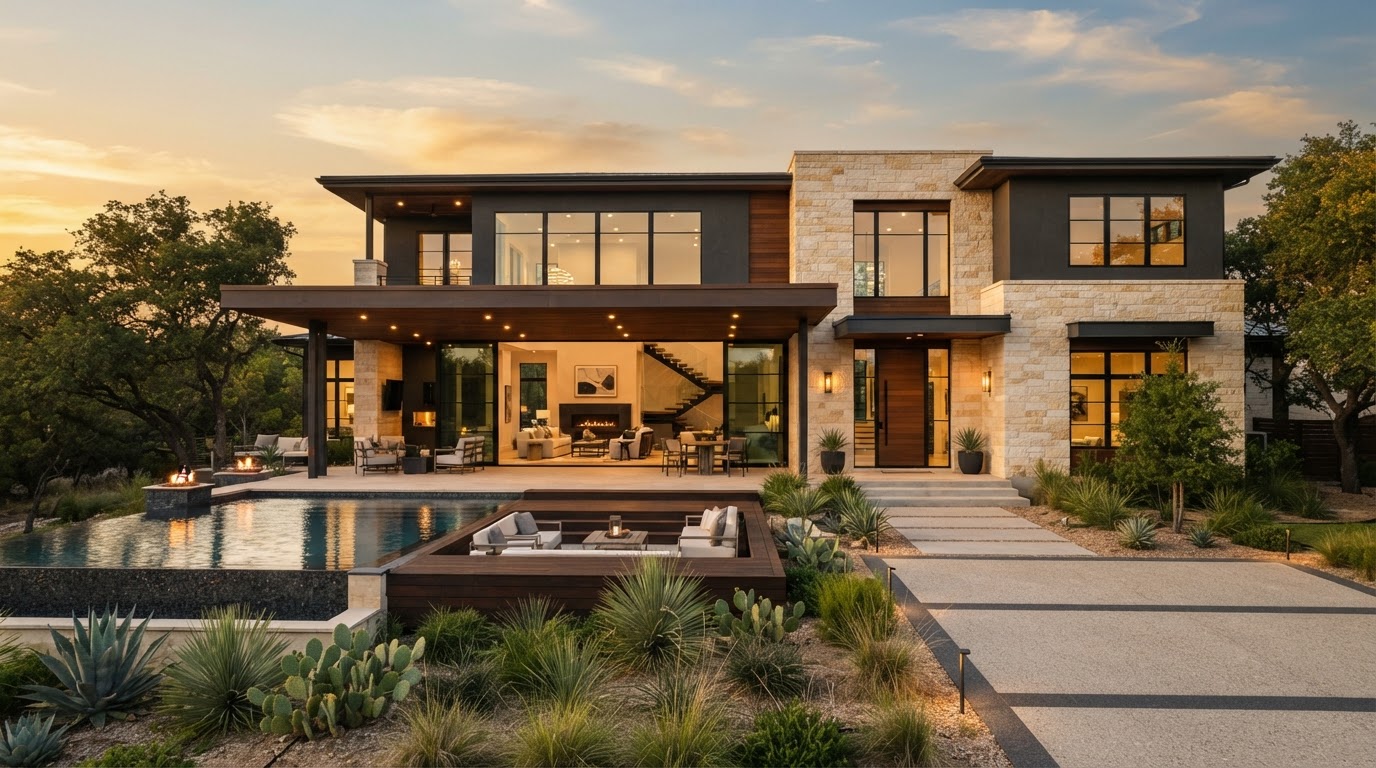 Modern residential home with warm natural light