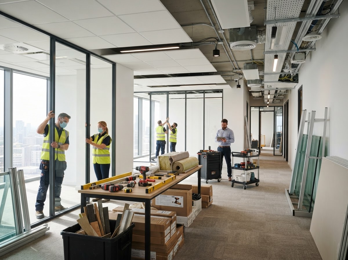 Modern office interior during refurbishment project works
