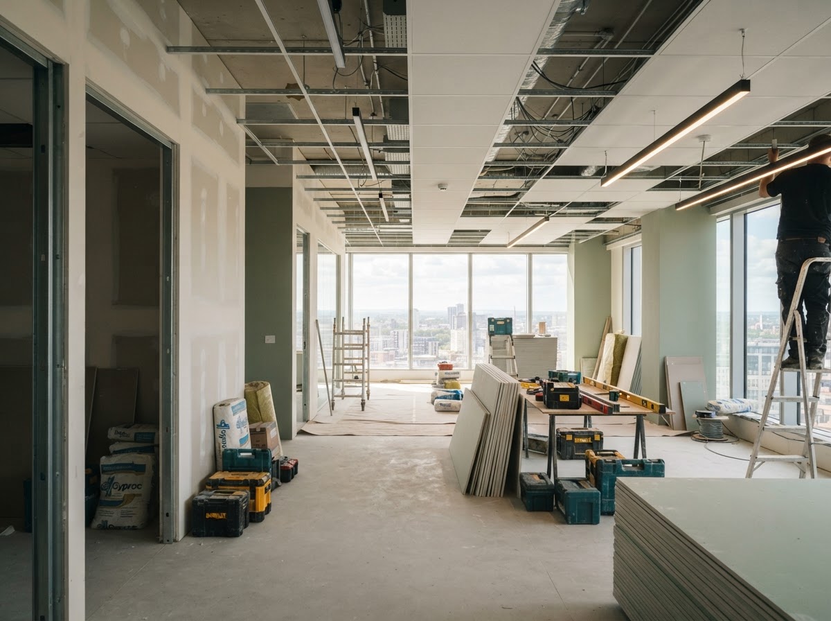 Modern office interior during refurbishment project works