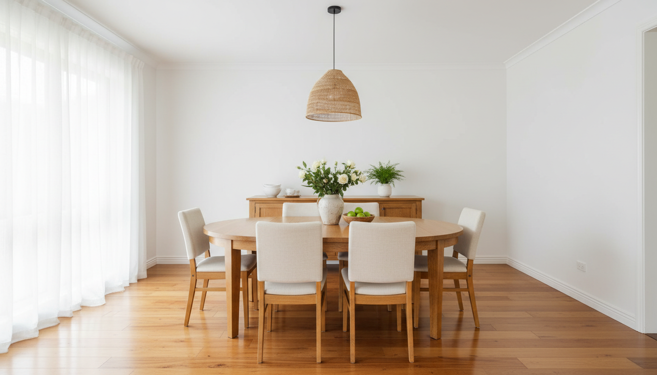 Shared kitchen and dining area with table and chairs in a residential home