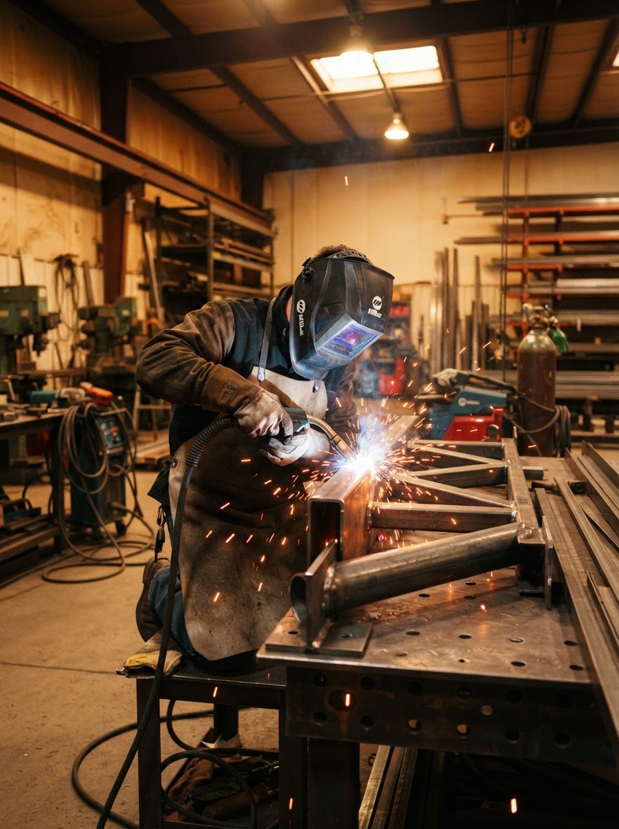 Professional Welder Working on a Metal Project