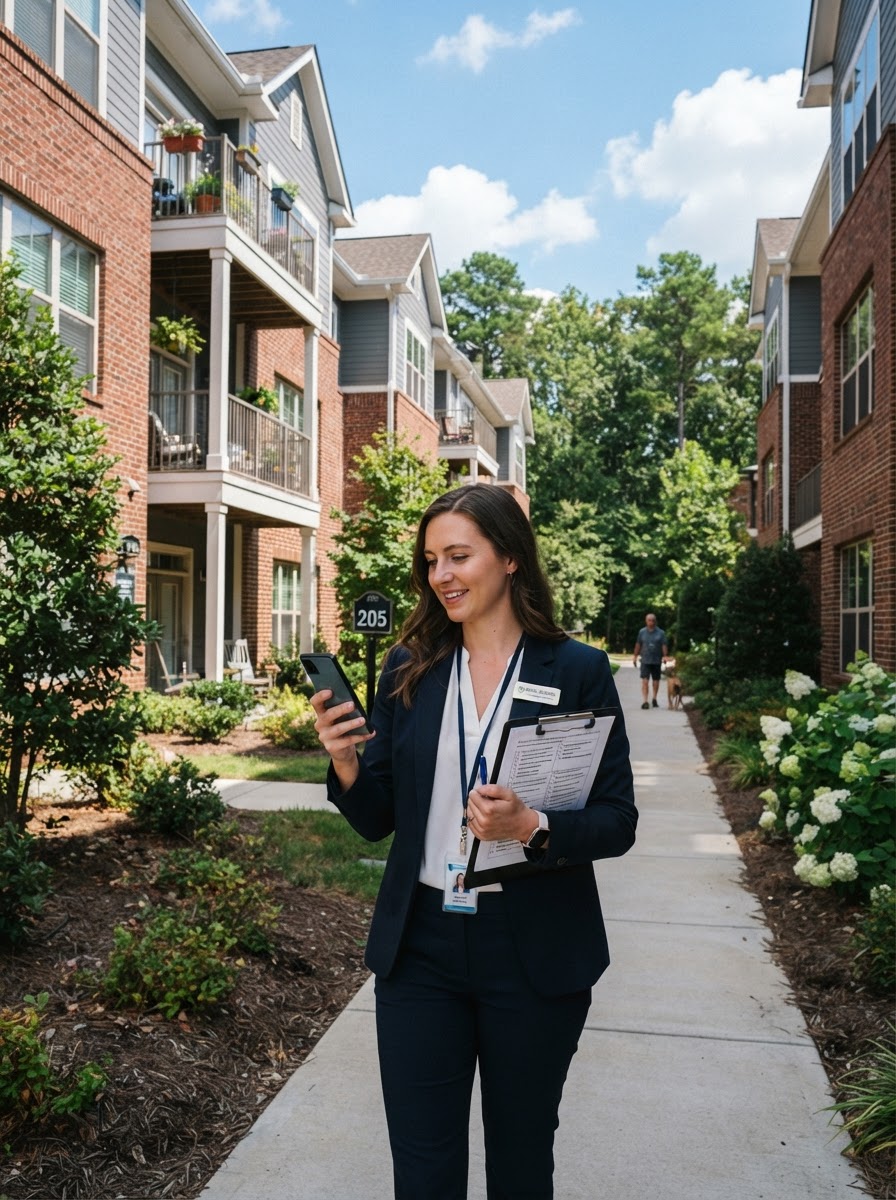 Professional Property Manager Inspecting a Residential Building