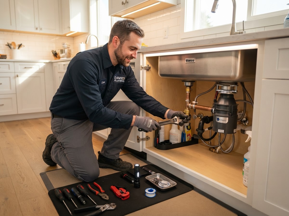 Professional Plumber Working on Pipes
