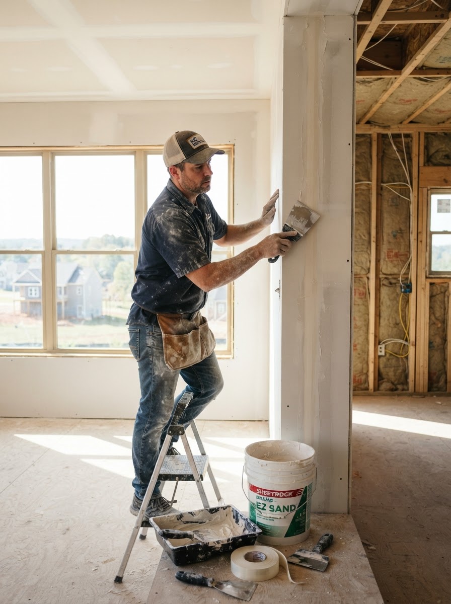 Professional Drywall Contractor Finishing Drywall