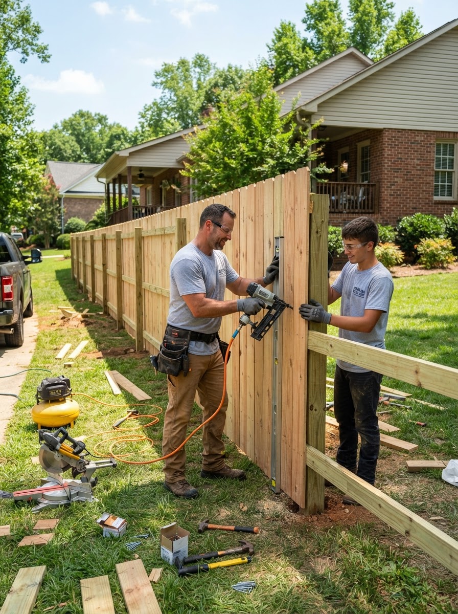 Professional Fence Installation Contractor Building a Fence