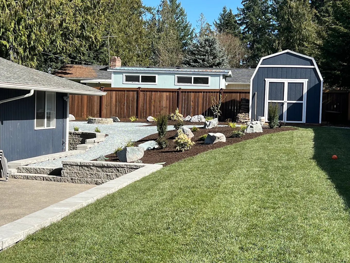 Backyard Tiered Grading & Rockery