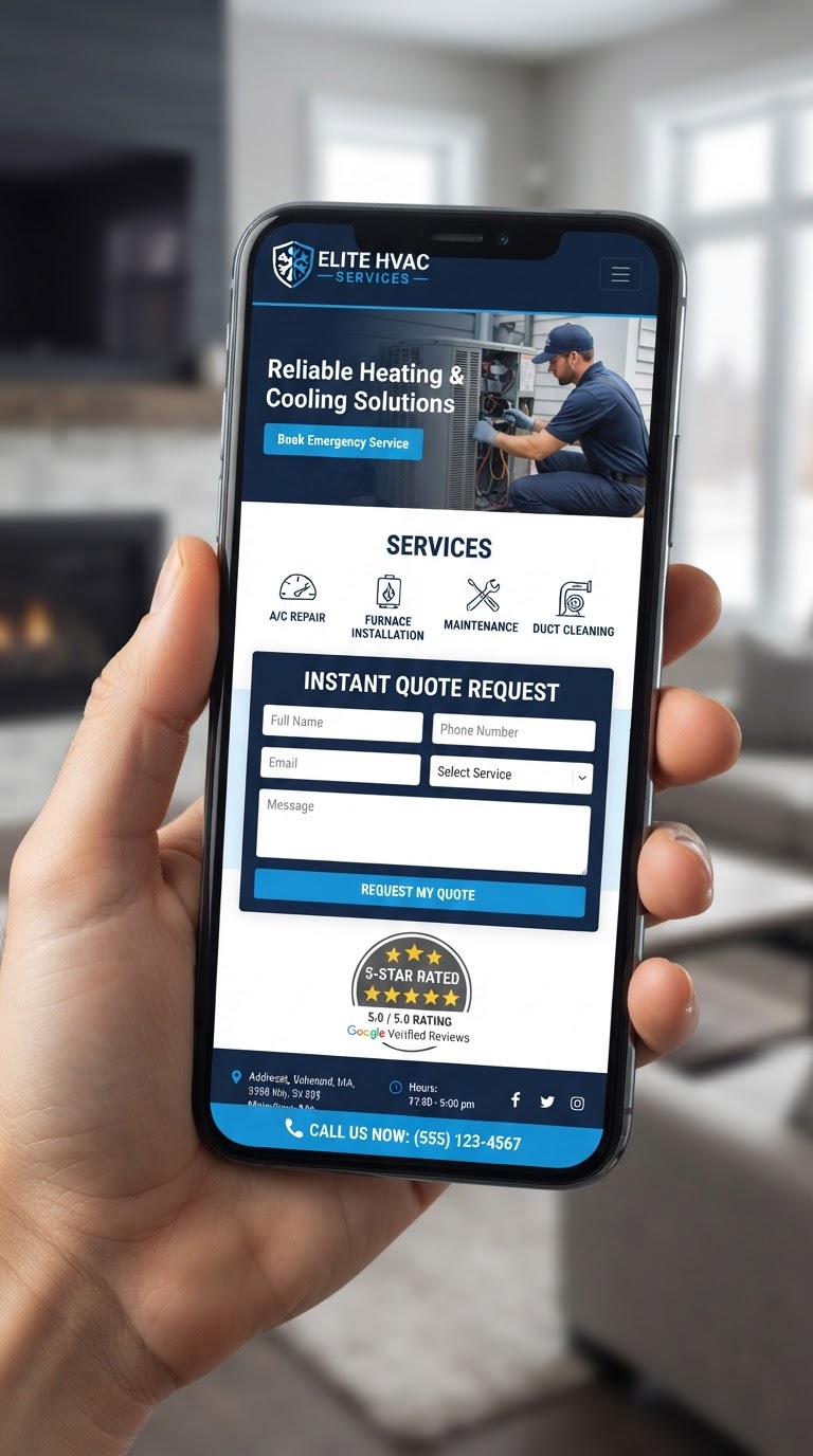 Mobile contractor website with click-to-call and quote form