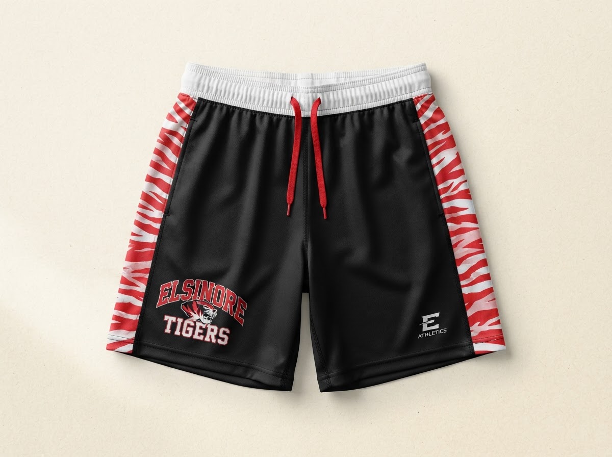 Game Shorts — sublimated shorts with full-color team print