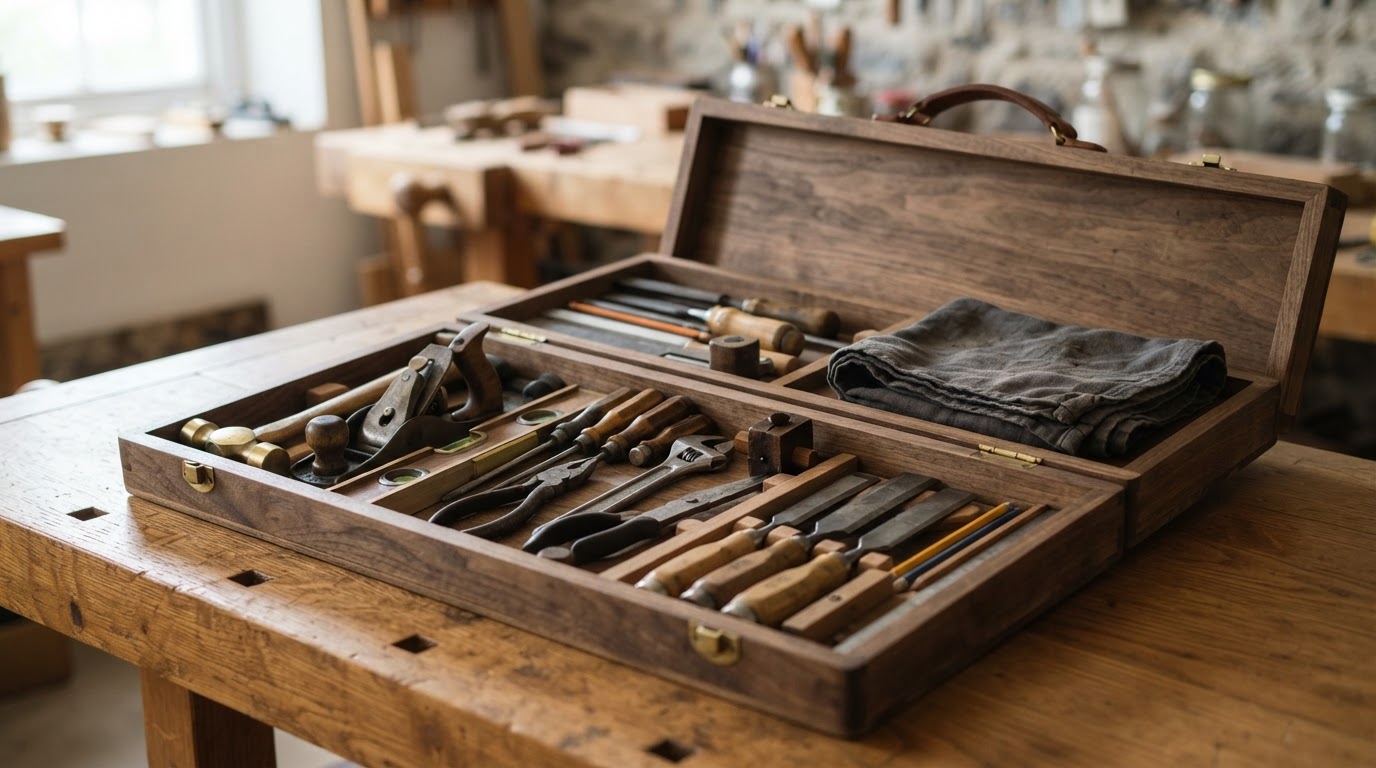 An organised toolbox with hand tools ready for practical handyman work