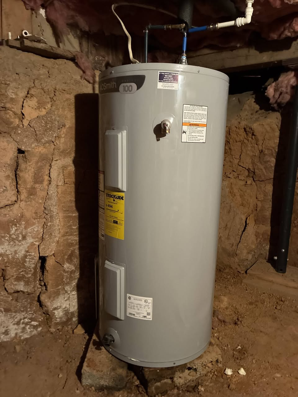 New electric water heater installation completed by Frazier Plumbing in Bluff City, TN