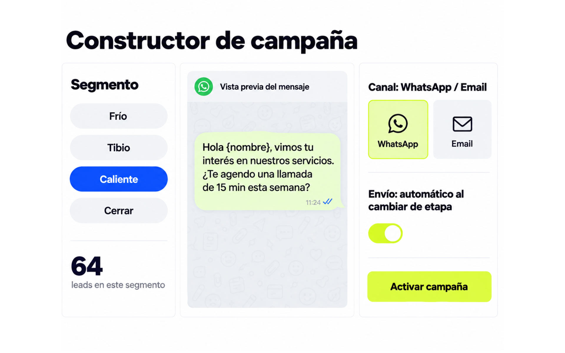 Campañas de WhatsApp y Email