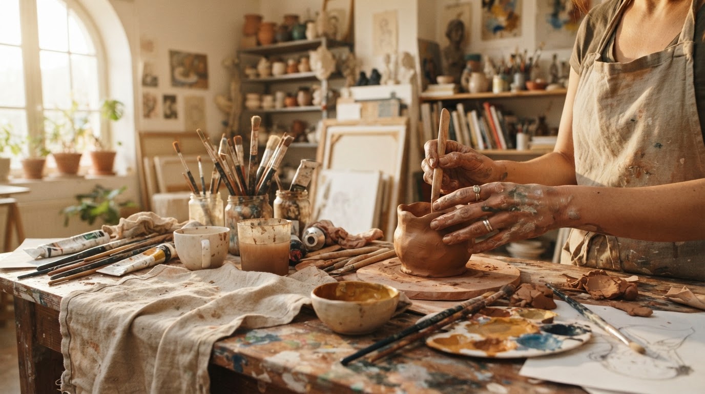 Manos creando en Atelier d'Artiste