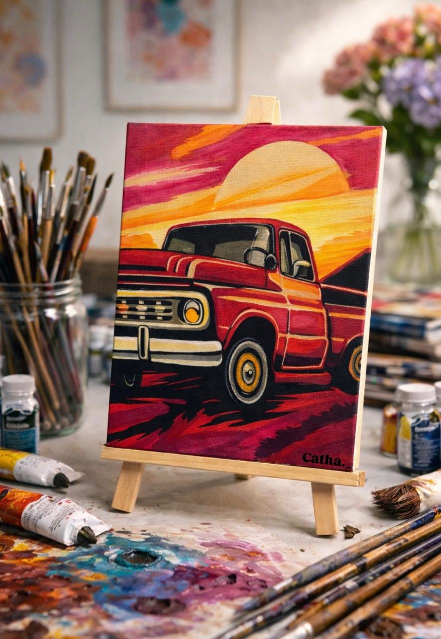 Camioneta clásica al atardecer