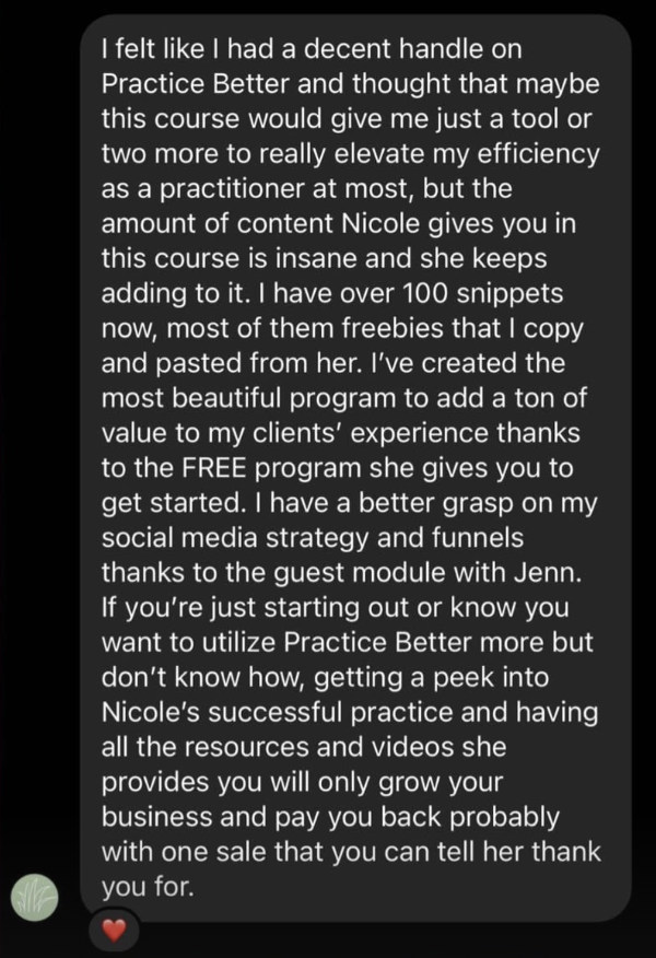 Client testimonial about snippets and resources