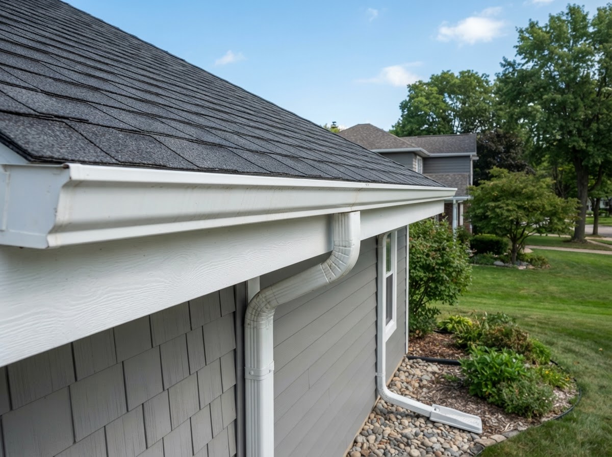 Cleared eavestrough & downspout