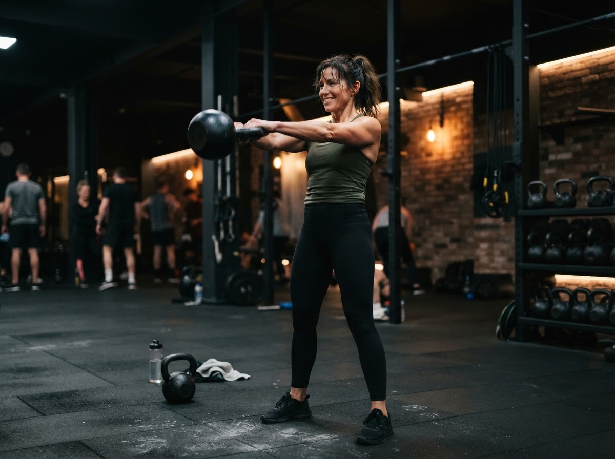 Kettlebell training in a Clyde gym