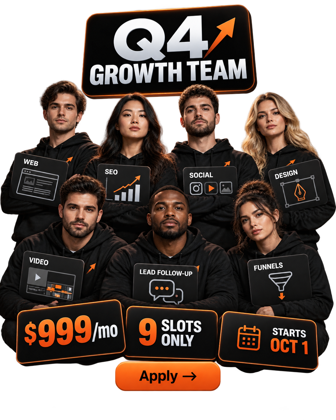 Q4 Growth Team — 7 specialists for $999 per month