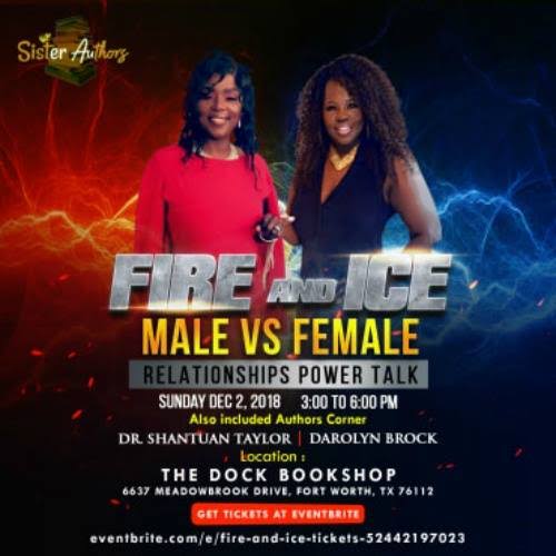 Fire and Ice Male versus Female Relationships Power Talk flyer from December 2, 2018