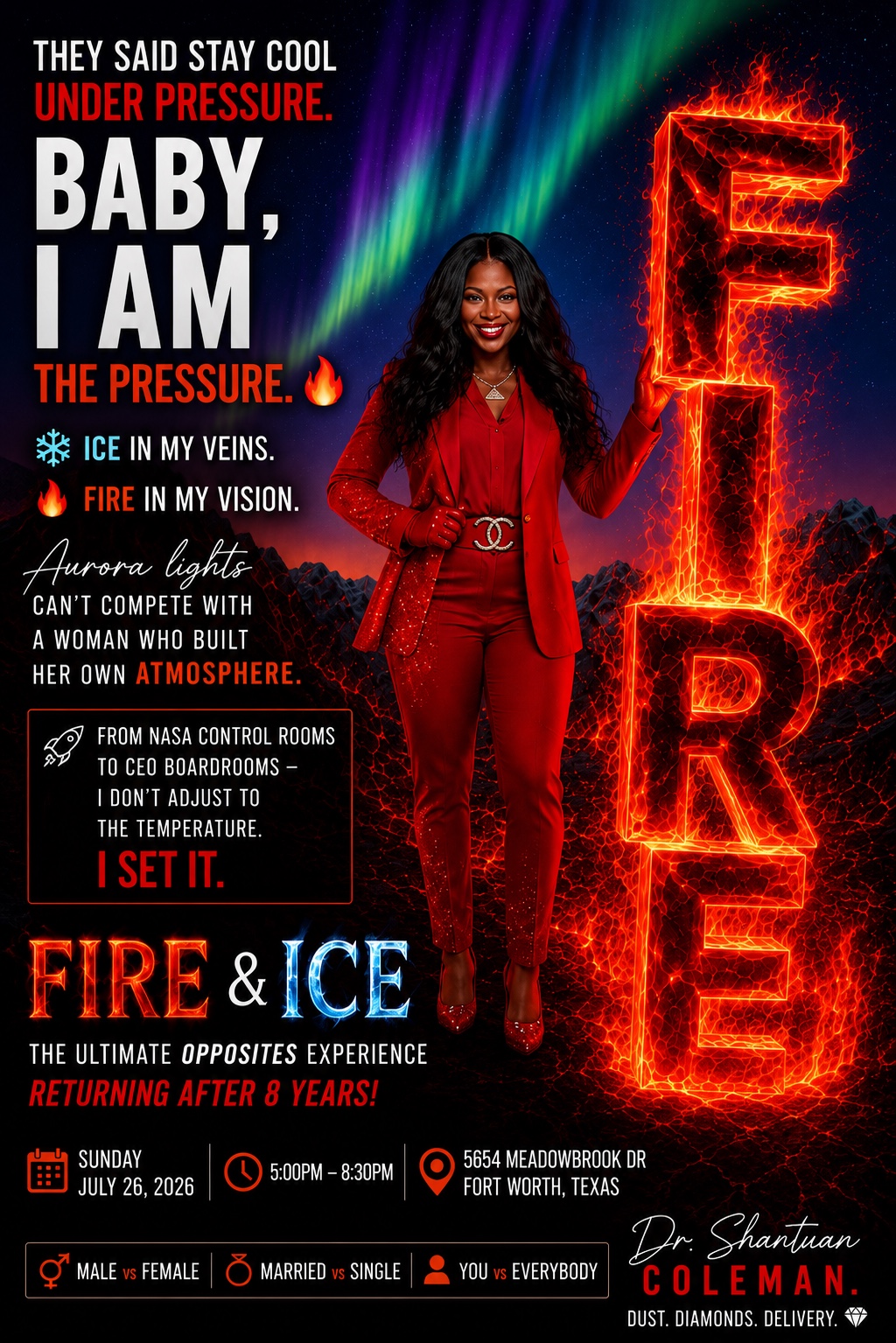 Dr. Shantuan Coleman Fire and Ice campaign flyer for July 26, 2026