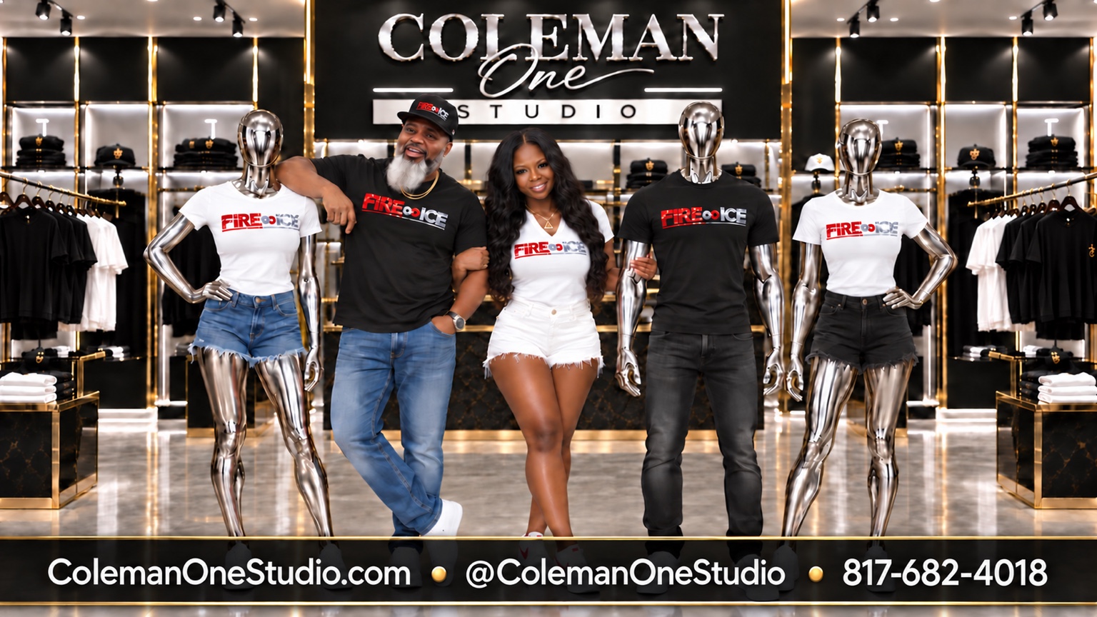 Fire and Ice logo shirts in the Coleman One Studio showroom
