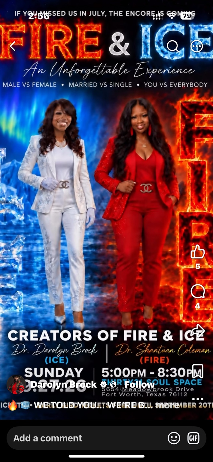 Dr. Darolyn Brock and Dr. Shantuan Coleman Creators of Fire and Ice encore flyer