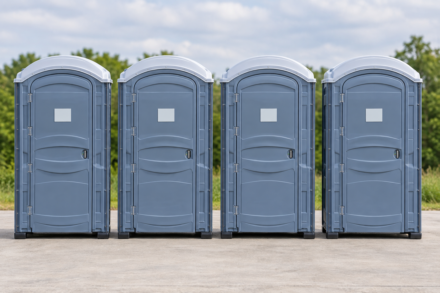 Standard portable toilet unit available for rental from Veterans Drain Solutions