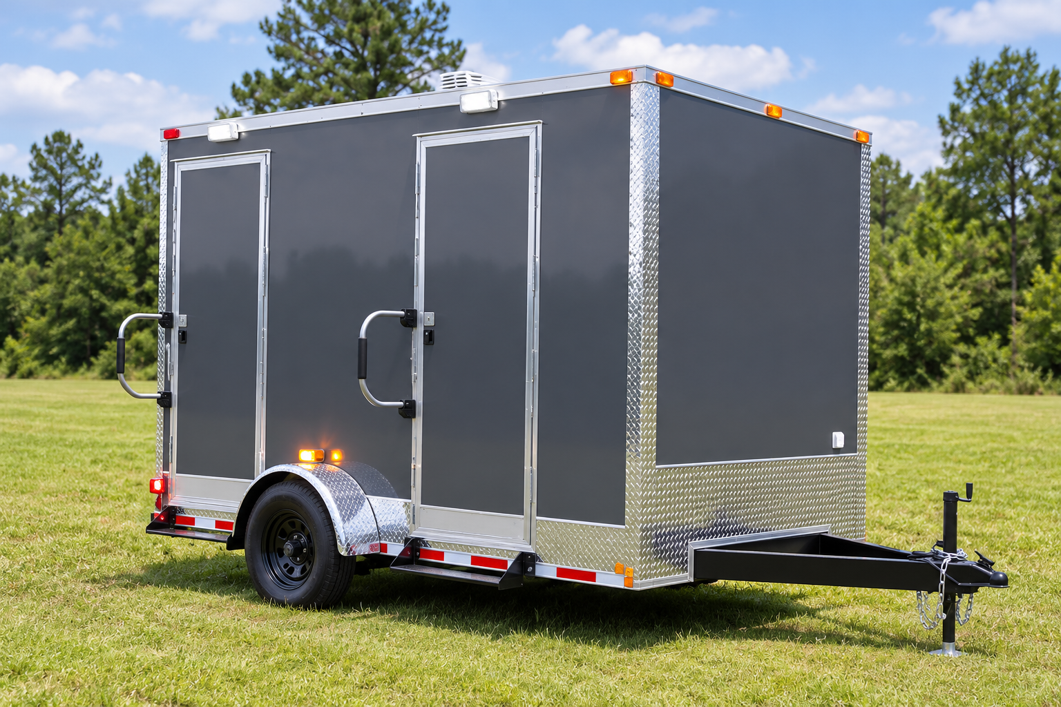 Veterans Drain Solutions luxury portable toilet trailer unit