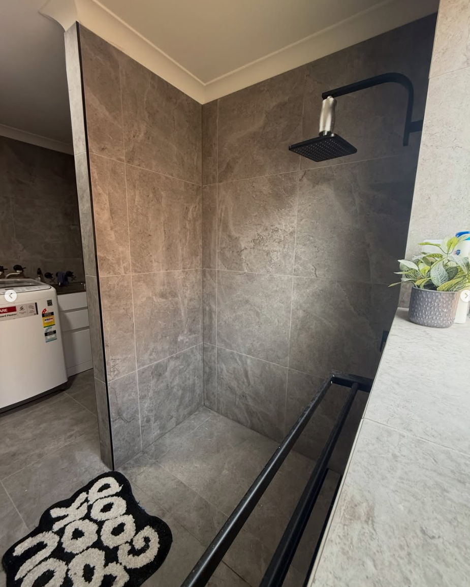 Full-Height Stone Walk-in Shower Enclosure