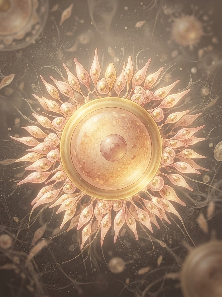 Visualisation scientifique d’un ovocyte et de son follicule