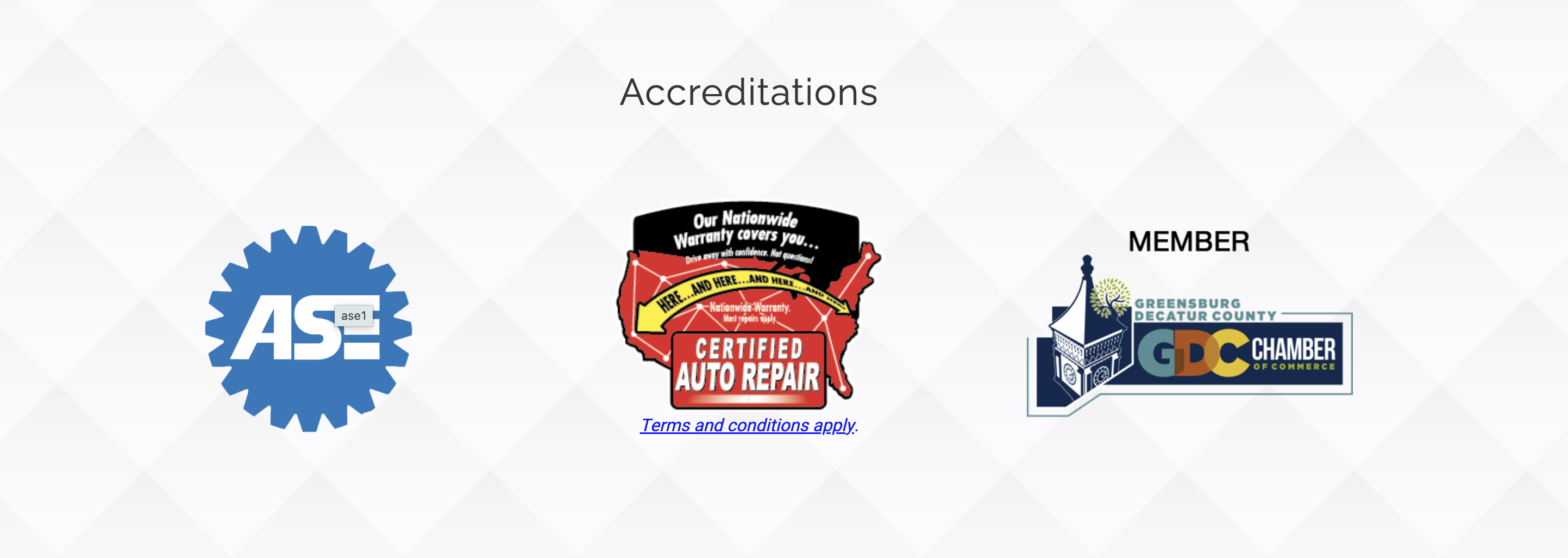 Feldman Auto Center accreditations