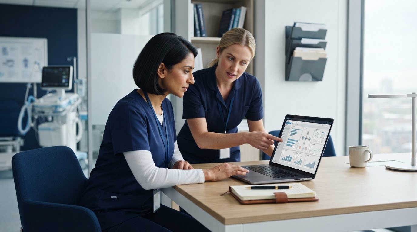 Doctor and clinic staff reviewing a treatment protocol together