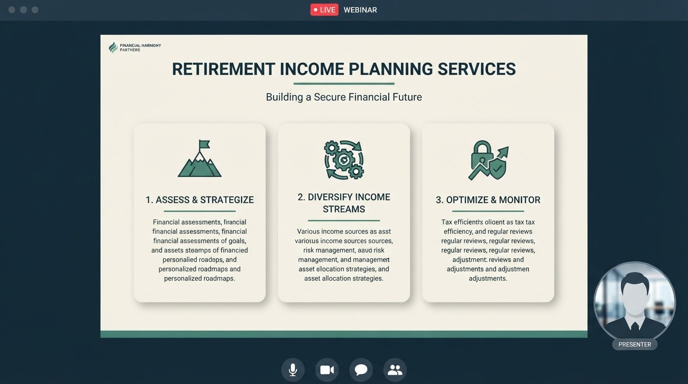 Webinar presentation educating prospects on retirement services