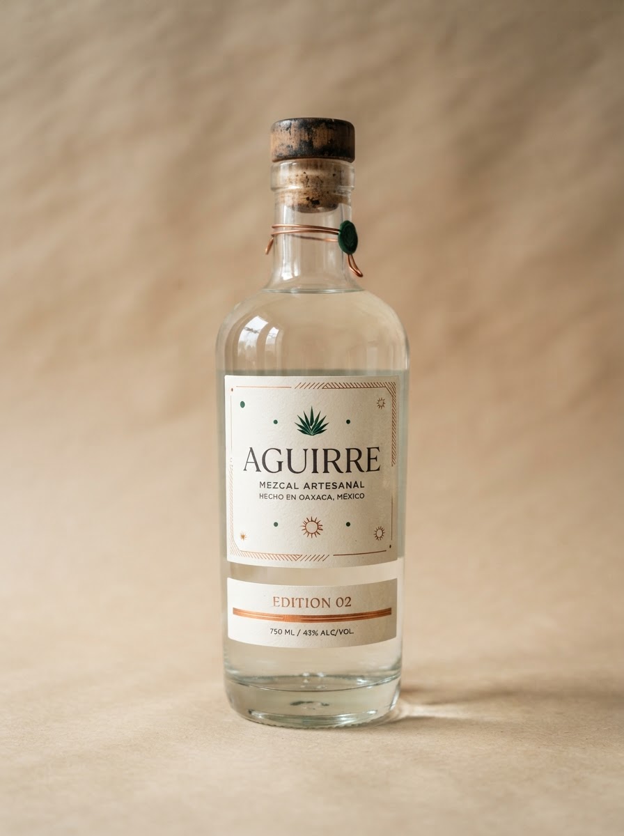 Aguirre — Edición 02 — botella de vidrio con etiqueta color hueso