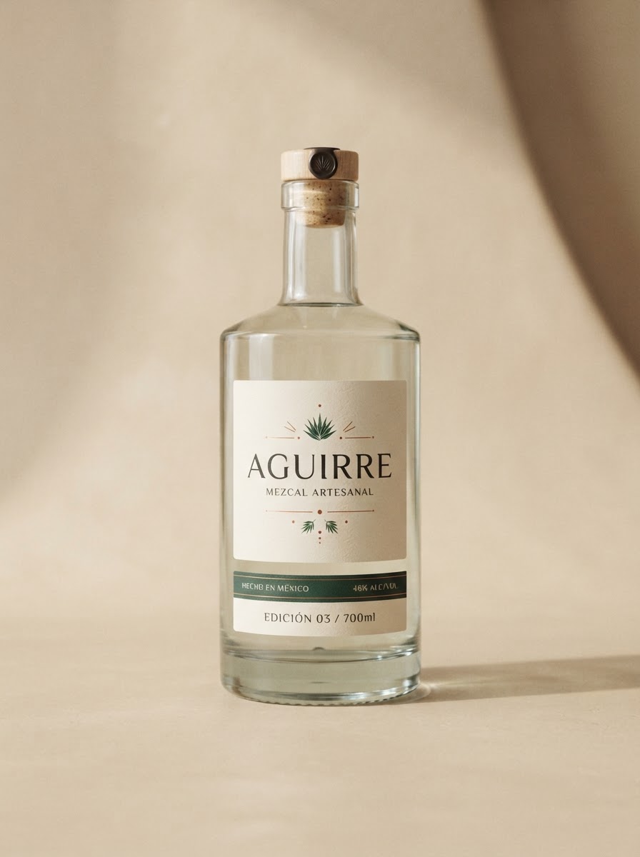 Aguirre — Edición 03 — botella de vidrio con etiqueta color hueso