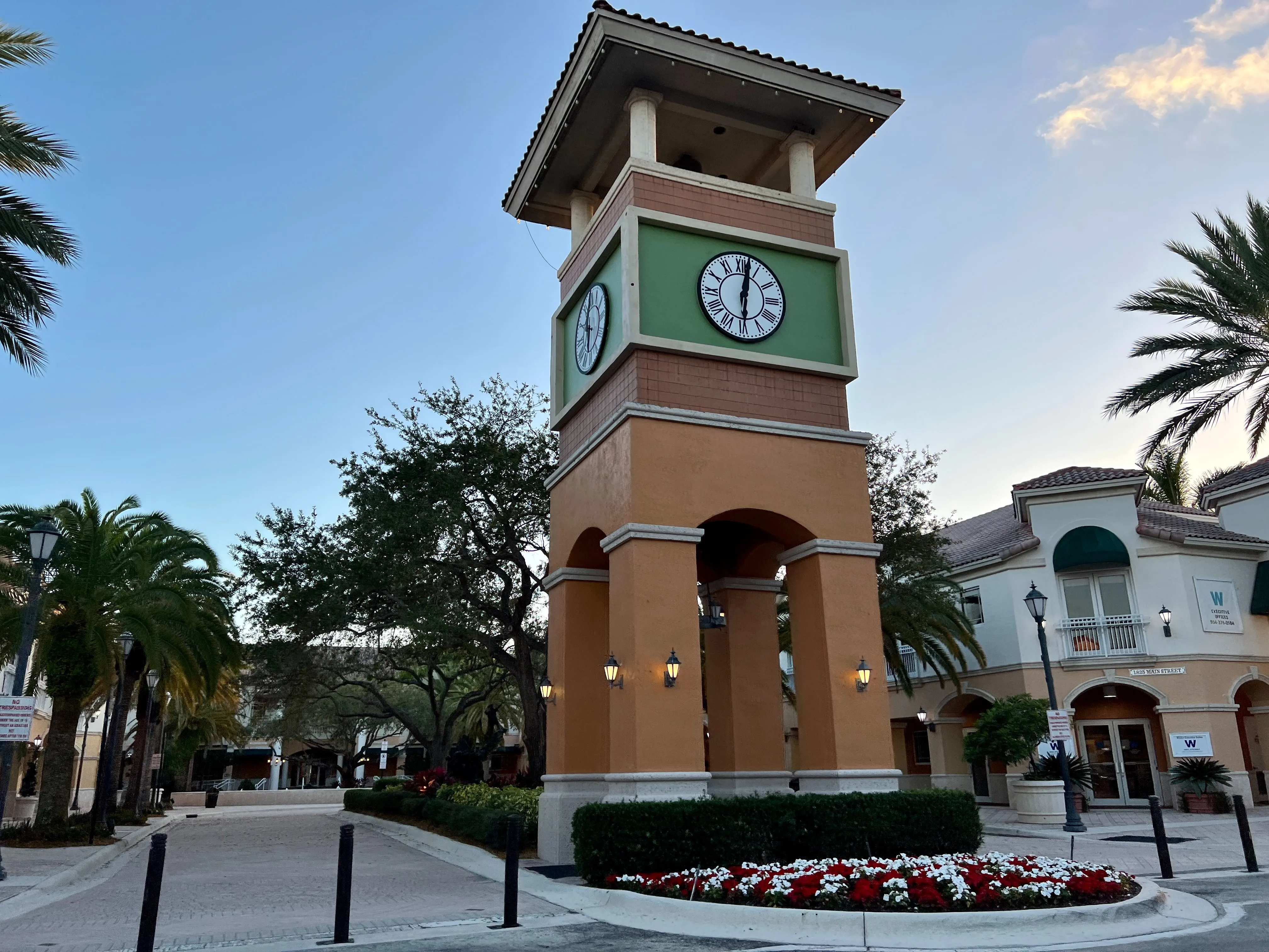 Clock tower at Weston Town Center in Weston, Florida