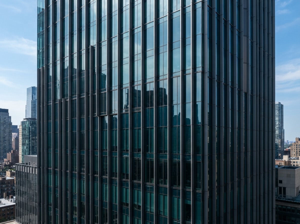 Architectural detail of a commercial building facade