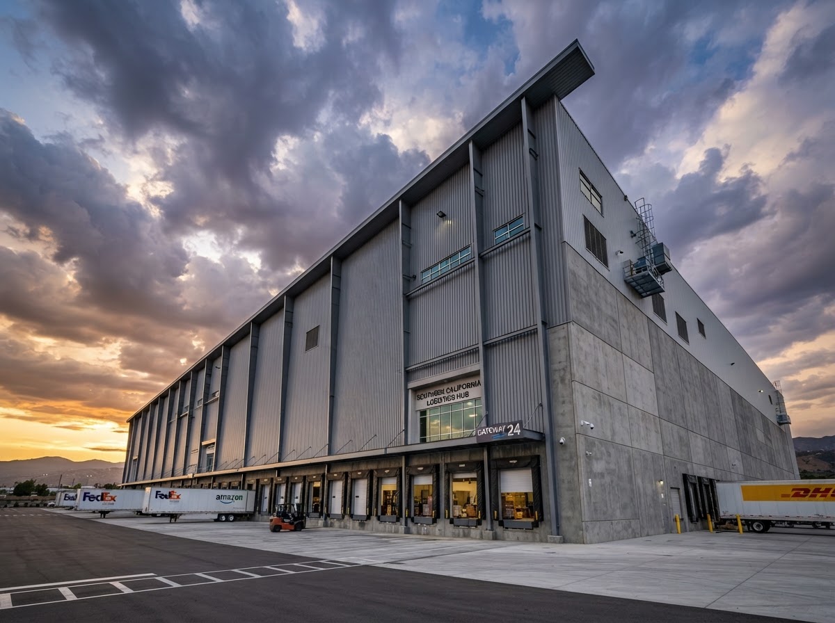 Modern industrial logistics facility representing ND Communications client work