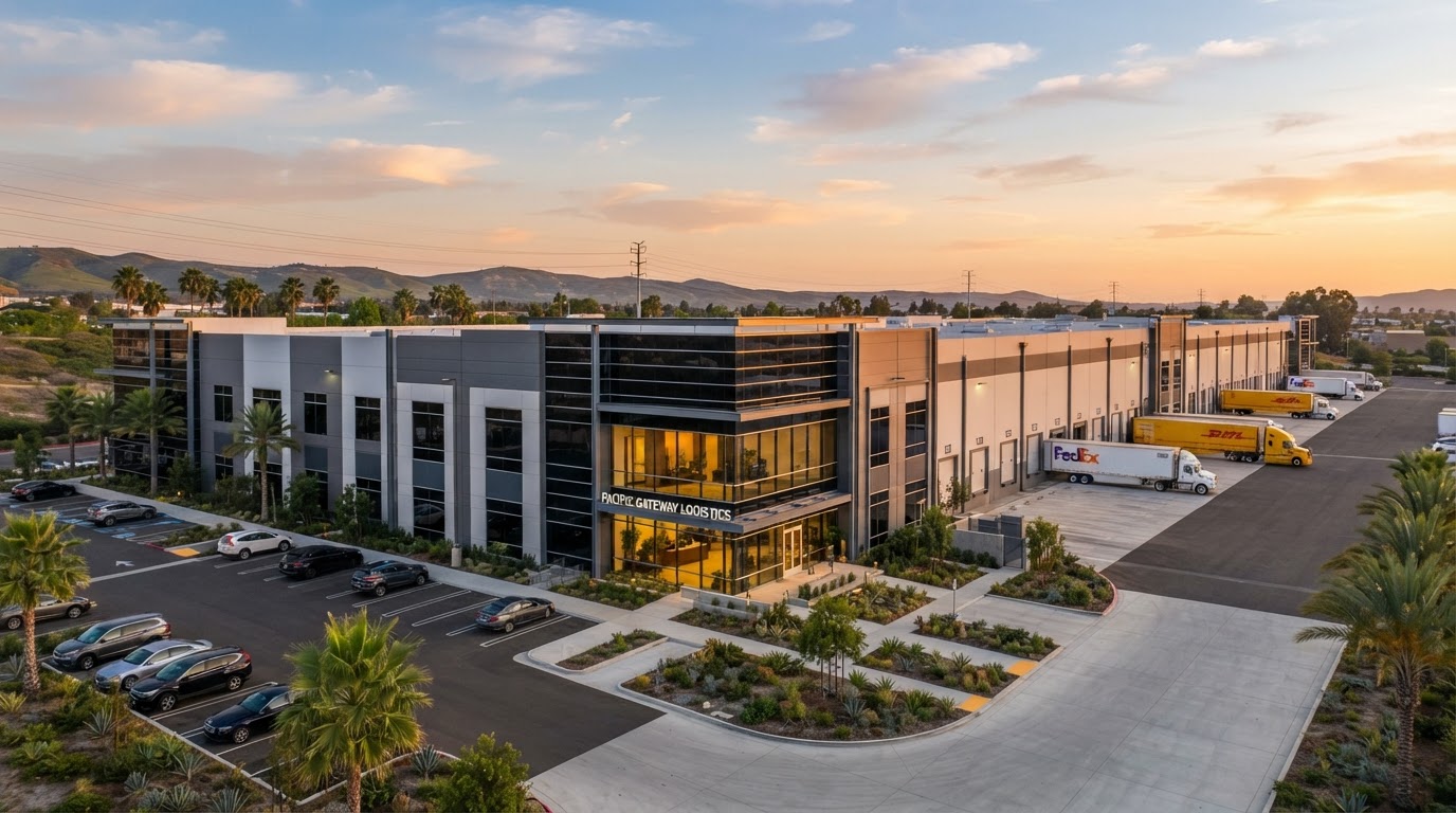 Modern commercial real estate building in Southern California
