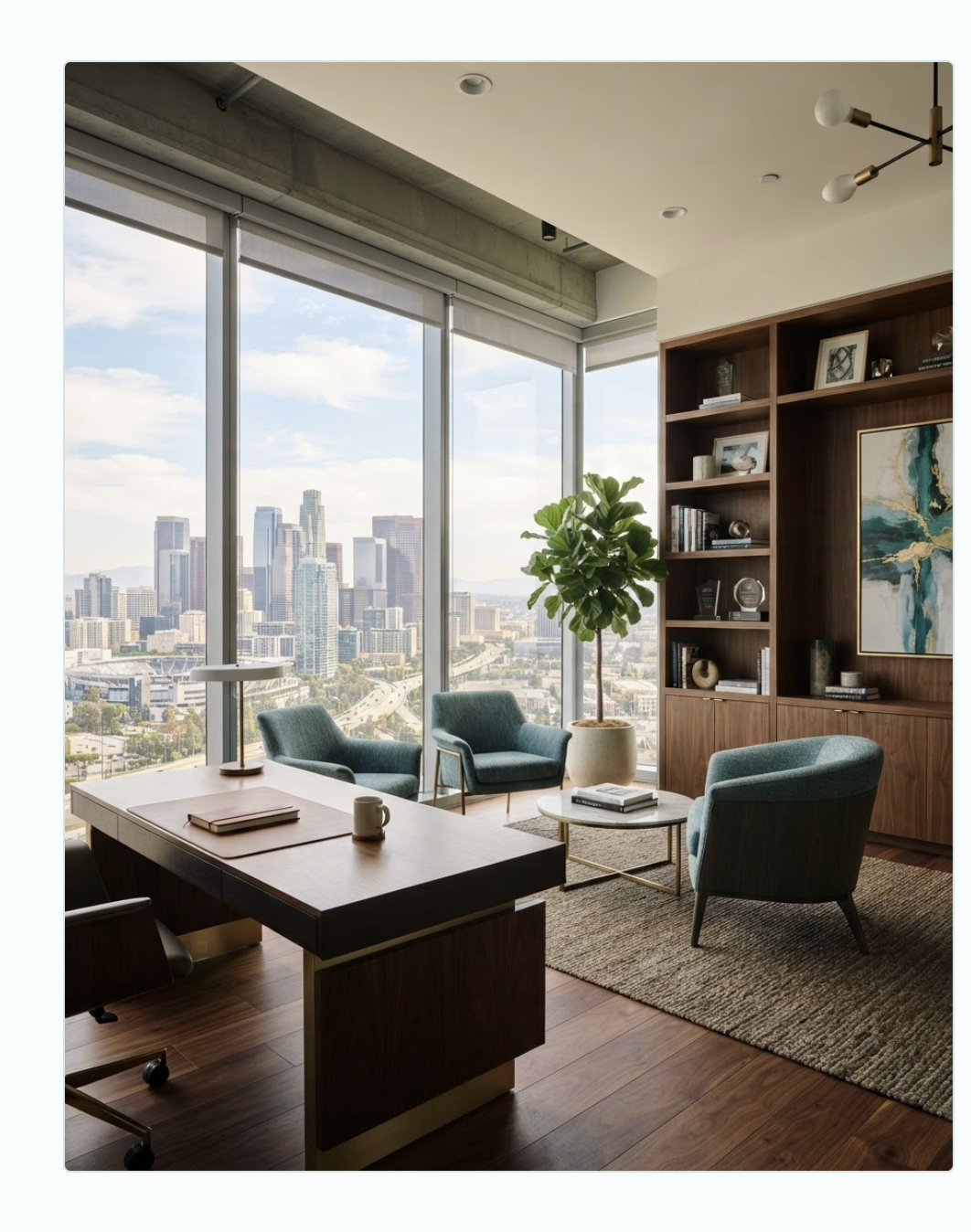 Executive office overlooking Southern California commercial real estate