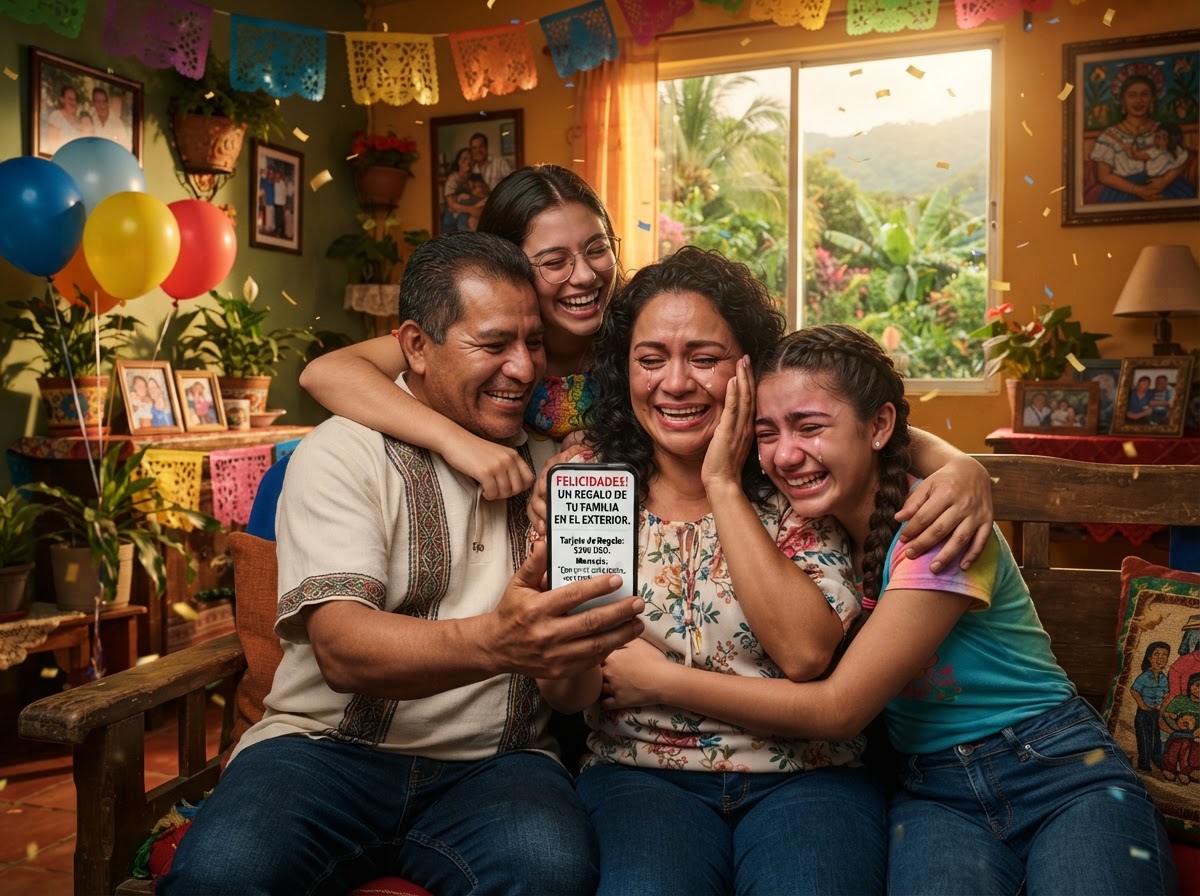 Familia salvadoreña celebrando con Giftify