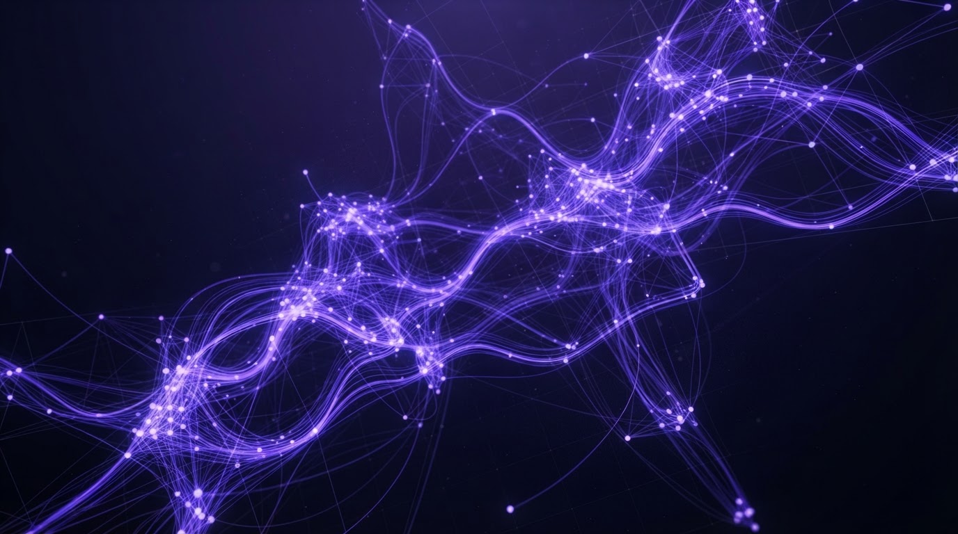Abstract data network visualization showing connected nodes and lead signals