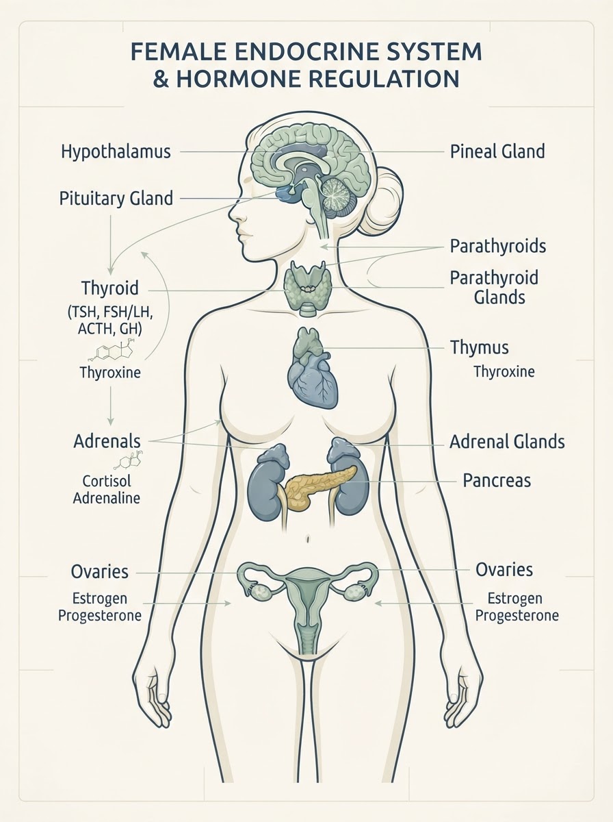 Endocrine system and hormone balance β clinical functional medicine diagram by Clark Wellness