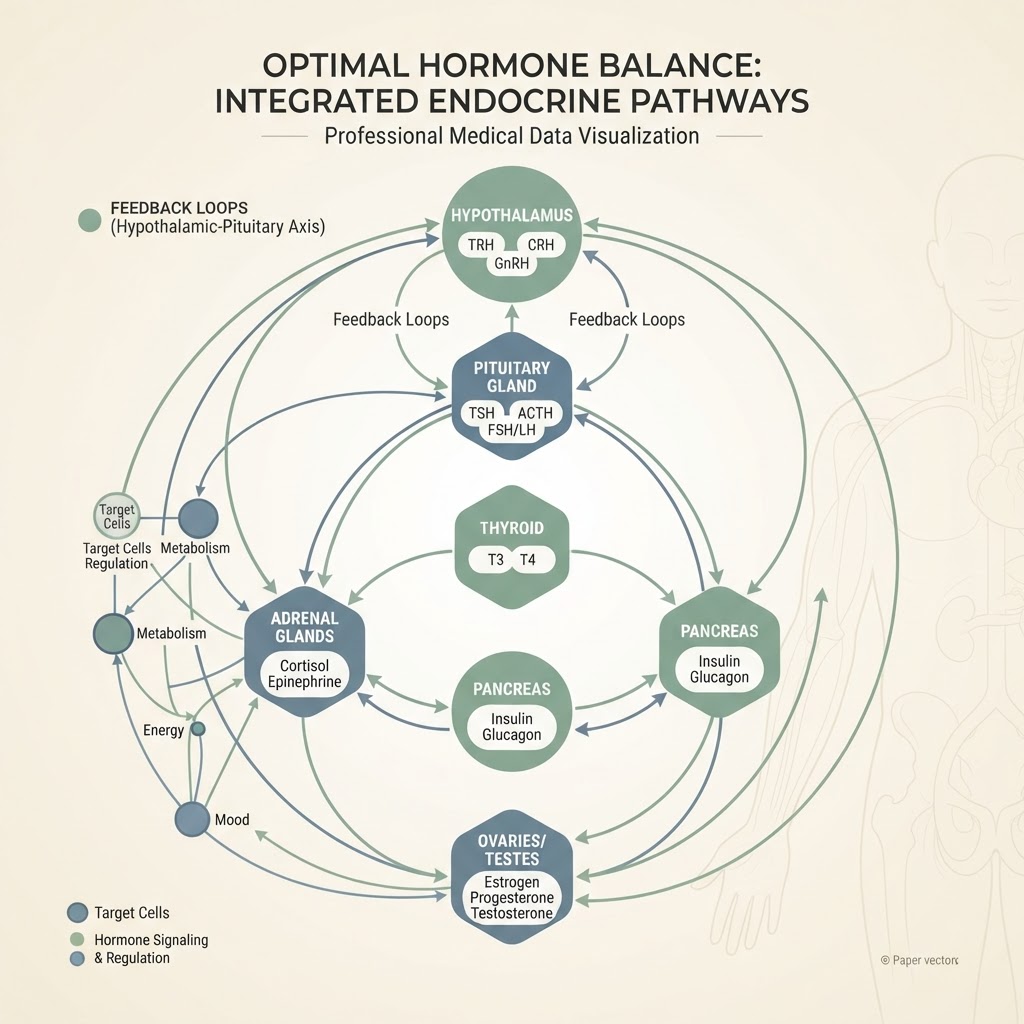 Optimal hormones for optimal health β clinical hormone balance diagram