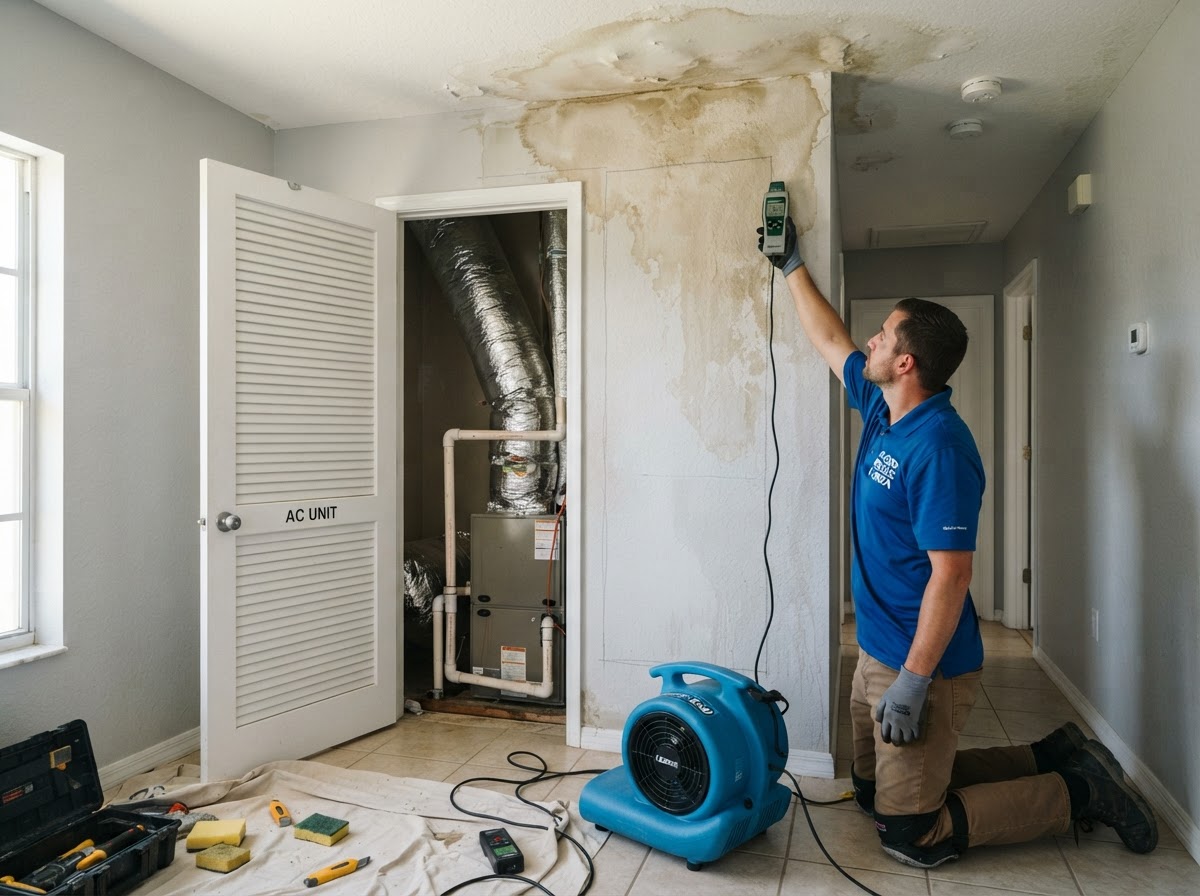 AC condensate and HVAC water leak cleanup in Lakeland