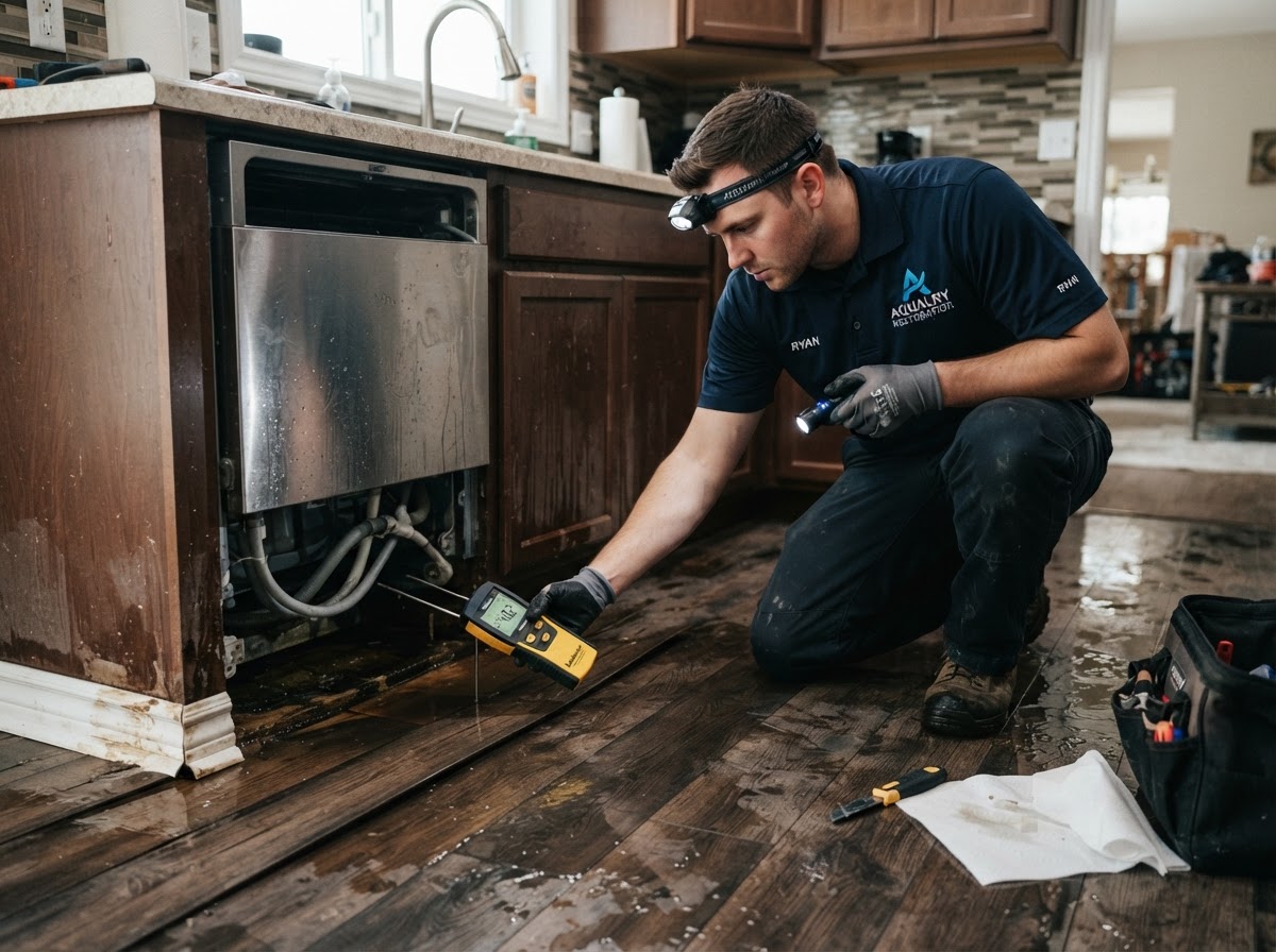 Dishwasher overflow and kitchen water damage in Lakeland