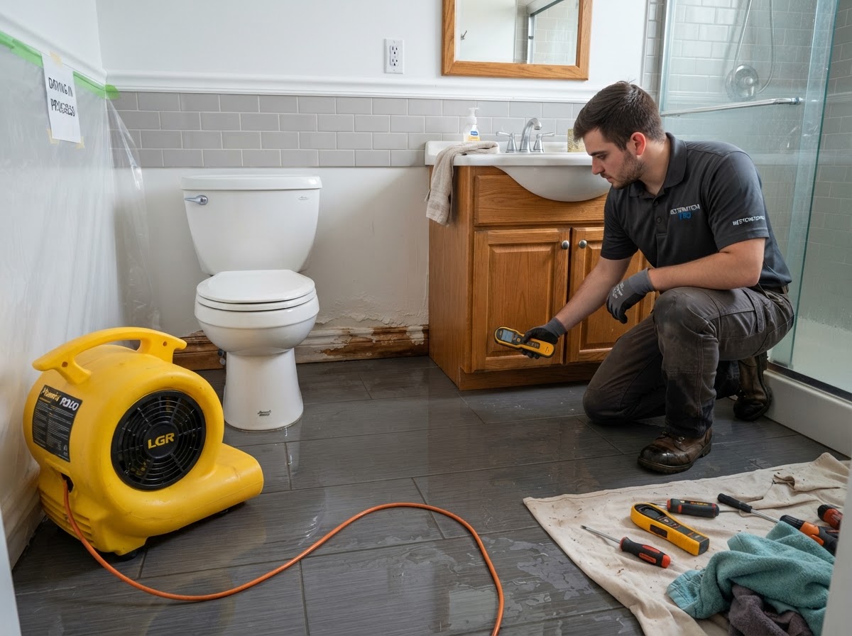 Toilet overflow and bathroom water damage near Lakeland