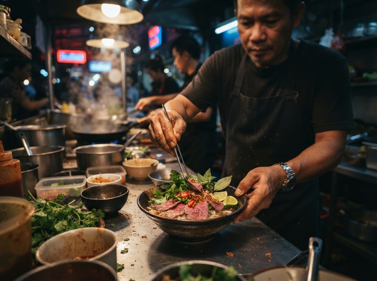 Inside the JJ's Street Kitchen — fresh food being prepared