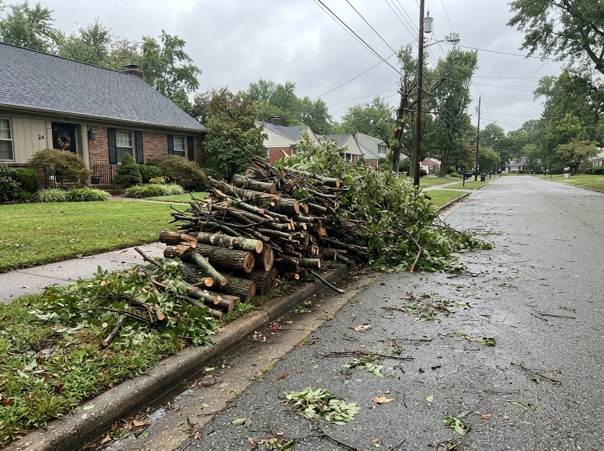 Emergency tree service storm cleanup project