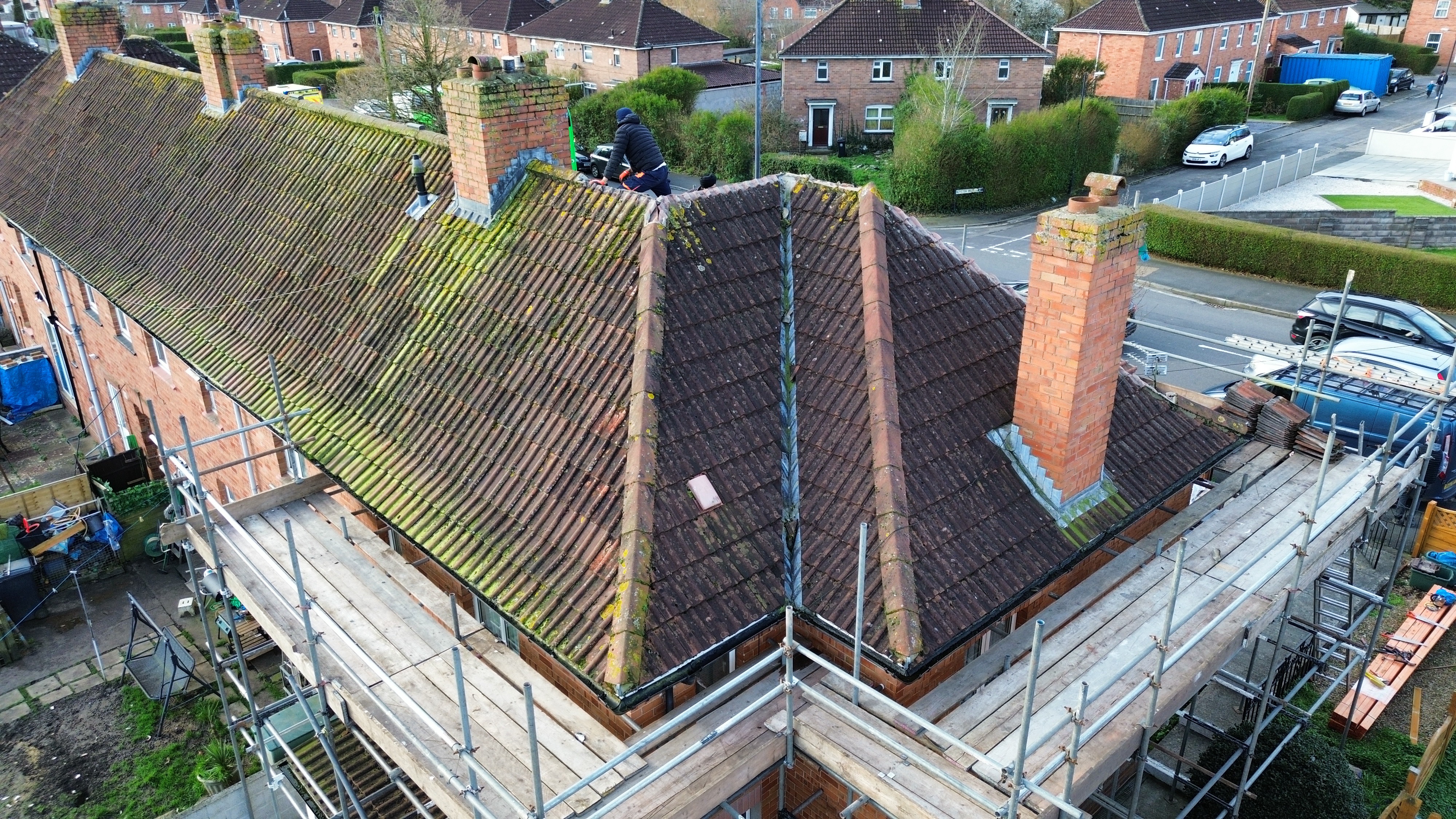 Before: Weathered, deteriorating roof with slipped tiles, perished mortar and water ingress risks across Bristol.